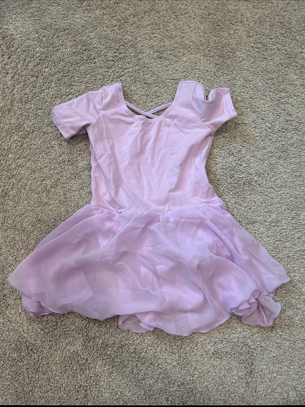 Kids Short-Sleeve Ballet Dress in Lavender with Chiffon Skirt